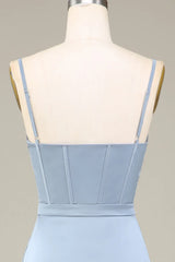 A-Line Spaghetti Straps Satin Long Bridesmaid Dress