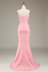 Mermaid Sweetheart Satin Long Bridesmaid Dress