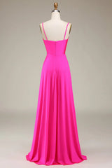 Spaghetti Straps A-Line Prom Bridesmaid Dresses With Pleated