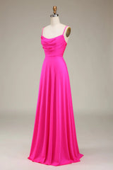 Spaghetti Straps A-Line Prom Bridesmaid Dresses With Pleated