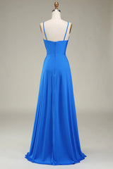 Spaghetti Straps A-Line Prom Bridesmaid Dresses With Pleated