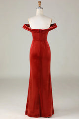 Velvet Off The Shoulder Bridesmaid Dress