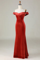 Velvet Off The Shoulder Bridesmaid Dress