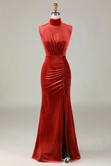 Mermaid Velvet Sleeveless Bridesmaid Dress