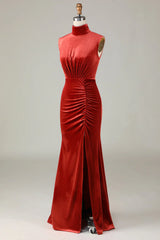 Mermaid Velvet Sleeveless Bridesmaid Dress