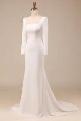 Mermaid Square Neck Bridal Dress With Long Sleeves