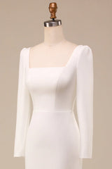 Mermaid Square Neck Bridal Dress With Long Sleeves