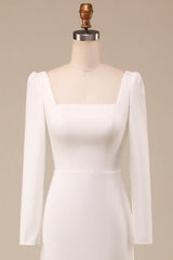 Mermaid Square Neck Bridal Dress With Long Sleeves