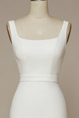 White Mermaid Square Neck Wedding Dress