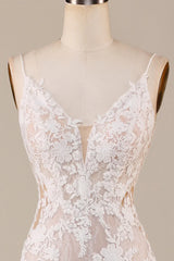 Charming Mermaid Spaghetti Straps Ivory Long Bridal Dress
