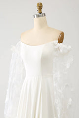 A Line Long Chiffon Wedding Dress With 3D Butterflies