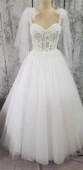 Tulle Sweetheart Lace-Up A-Line Long Wedding Dress