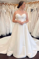 A-Line Sweetheart Long Wedding Dress With train