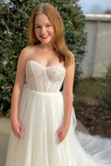 Strapless Long Wedding Dress With Train
