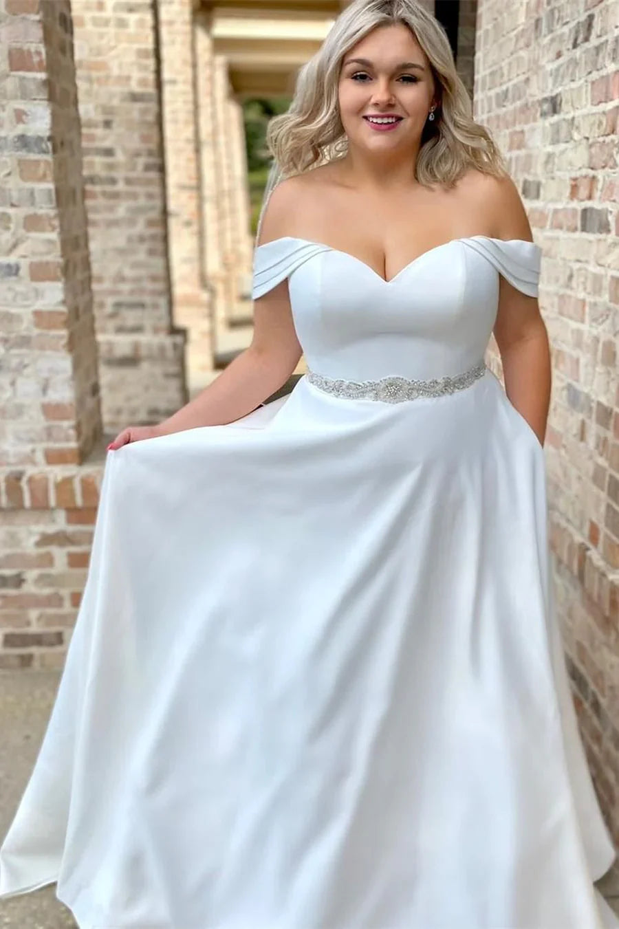 A-Line Off-the-Shoulder Long Wedding Dress