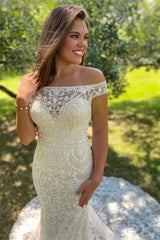 Off-the Shoulder Lace Mermaid Wedding Dress