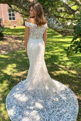 Off-the Shoulder Lace Mermaid Wedding Dress