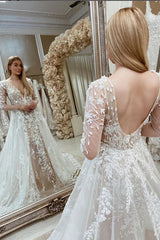 Lace Open Back Mermaid Wedding Dress with Train