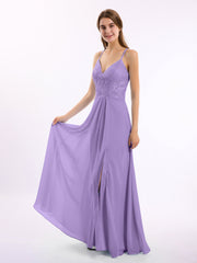 Lace Bodice Chiffon Skirt Dresses with Slit Tahiti