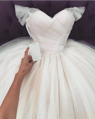 Tulle Princess Wedding Dress Off Shoulder Ball Gown