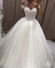 Tulle Princess Wedding Dress Off Shoulder Ball Gown