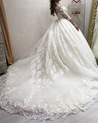 Vintage 3/4 Sleeves Wedding Dress Ball Gown