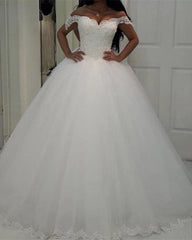 Elegant Wedding Dress Lace Appliques Off Shoulder