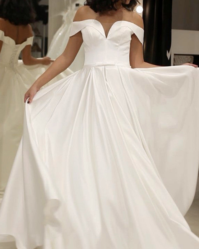 Sexy Off Shoulder Satin Wedding Dress
