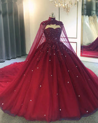 Sweetheart Ball Gown Wedding Dress With Cape