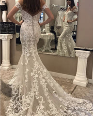 Vintage Lace Wedding Dress Mermaid Off The Shoulder