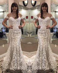 Vintage Lace Wedding Dress Mermaid Off The Shoulder