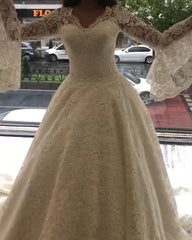 Vintage Lace Wedding Dress Puffy Sleeves