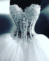 Romantic Wedding Dresses Sweetheart Corset Pearl Beaded