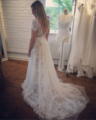Cap Sleeves Wedding Lace Dress Tulle Skirt