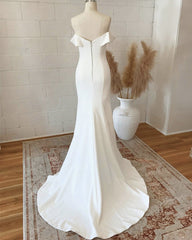 Mermaid Wedding Dress Satin Off Shoulder