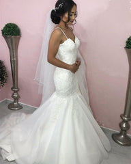 Sweetheart Appliques Mermaid Wedding Dresses With Straps