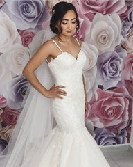Sweetheart Appliques Mermaid Wedding Dresses With Straps