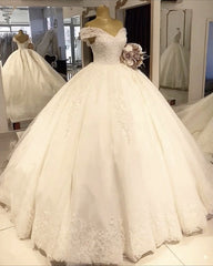 Ball Gown Off Shoulder Wedding Dress Lace Edge