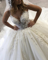 Spaghetti Straps Wedding Dress Lace Corset Ball Gown