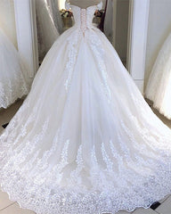Vintage Lace Wedding Dress Ball Gown Off The Shoulder