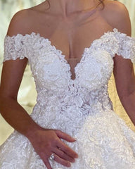Princess Ball Gown Wedding Lace Dresses Off Shoulder