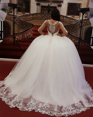 Elegant Lace Long Sleeves Beaded Corset Wedding Dress Ball Gown