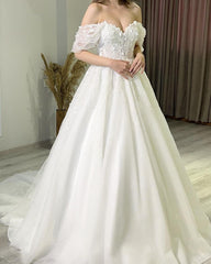 Tulle Off Shoulder 3d Lace Appliques Wedding Dress