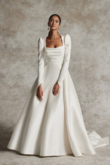 Weitese Dress Prom Dress Stores Long Puff Sleeves Wedding Dress A-line Backless Formal Women's Dresses