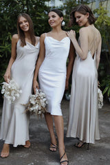 Wedding Dress For Guest/Chic Cowl Neck Sheath Long Bridesmaid Dresses/Formal Wear Dresses