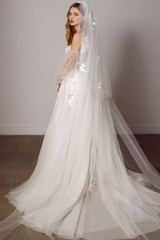 Weitese Prom Dress In Store Elegant Tulle Splendorous Love No Veils A-Line Wedding Dress Off-the-Shoulder Dress For Wedding