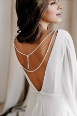 Wedding Dress Puff Long Sleeve Beach Wedding Dress Reception Backless Wedding Dress A-line Bride Dress