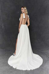 Weitese Dress Prom Dress Stores A-Line Wedding Gown with Illusion Back and Slit Formal Women's Dresses