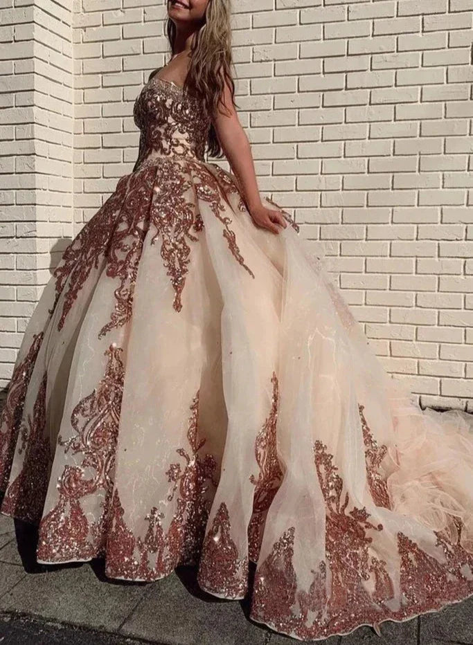 A-line Tulle Appliques Sweetheart Neckline Wedding Dresses