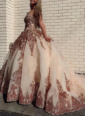 A-line Tulle Appliques Sweetheart Neckline Wedding Dresses